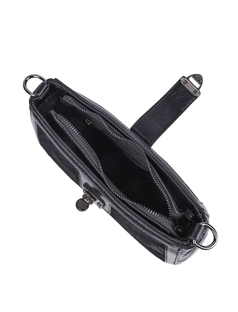 Женская сумка через плечо MIRATON кожаная черная - фото 4 - Miraton