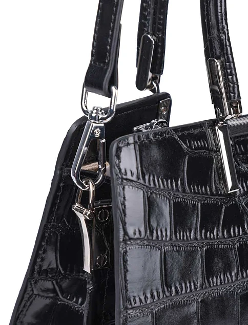 Женская сумка тоут MIRATON кожаная черная - фото 5 - Miraton