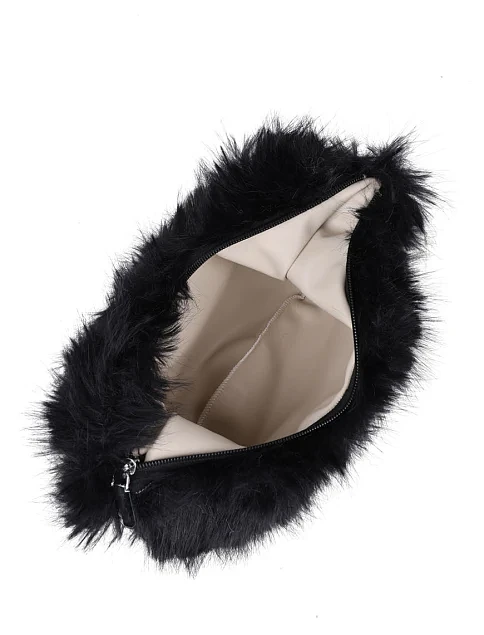 Женская сумка через плечо MIRATON из меха черная - фото 5 - Miraton