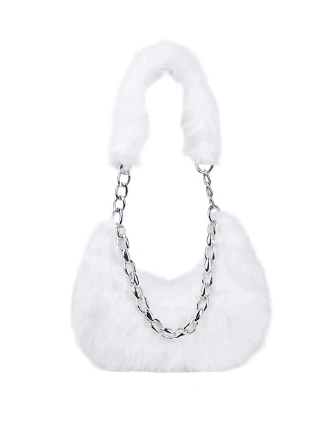 Женская сумка через плечо MIRATON из меха белая - фото 1 - Miraton