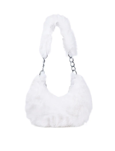 Женская сумка через плечо MIRATON из меха белая - фото 3 - Miraton