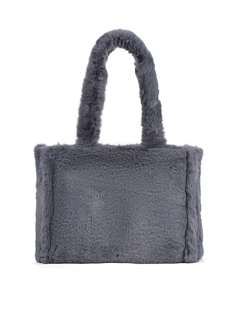 Женская сумка тоут MIRATON из меха серая - фото 4 - Miraton