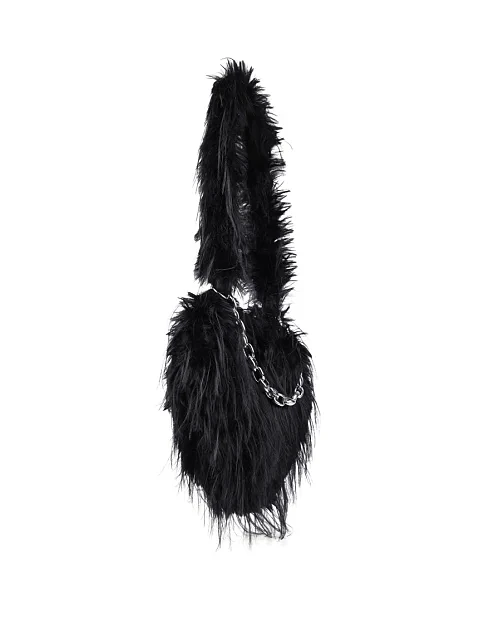 Женская сумка через плечо MIRATON из меха черная - фото 2 - Miraton