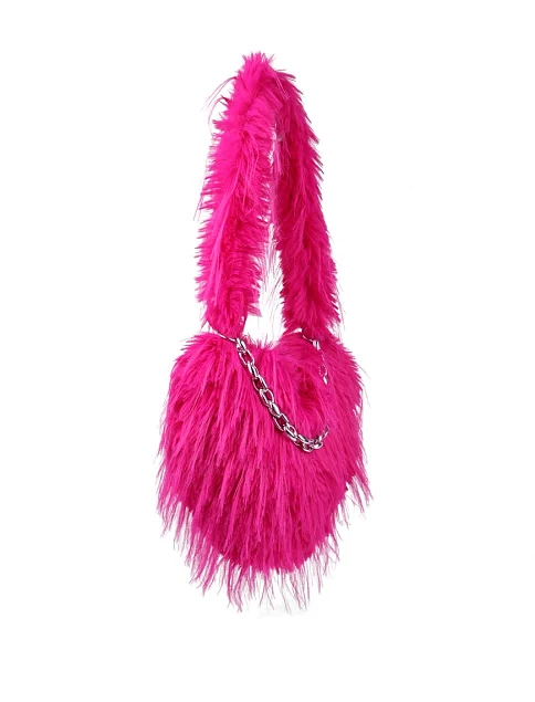 Женская сумка через плечо MIRATON из меха розовая - фото 3 - Miraton