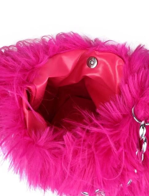 Женская сумка через плечо MIRATON из меха розовая - фото 6 - Miraton