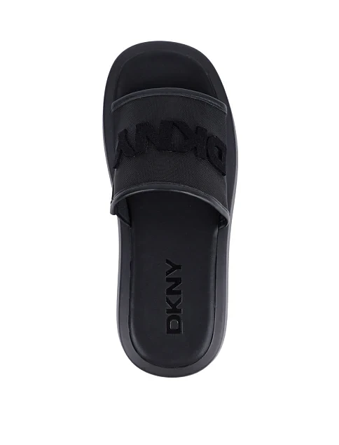Женские шлепанцы DKNY кожаные черные - фото 6 - Miraton
