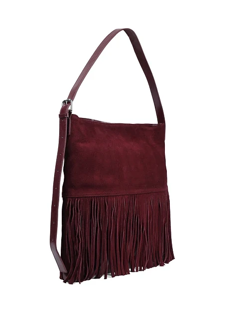 Женская сумка хобо MIRATON замшевая бордовая - фото 3 - Miraton