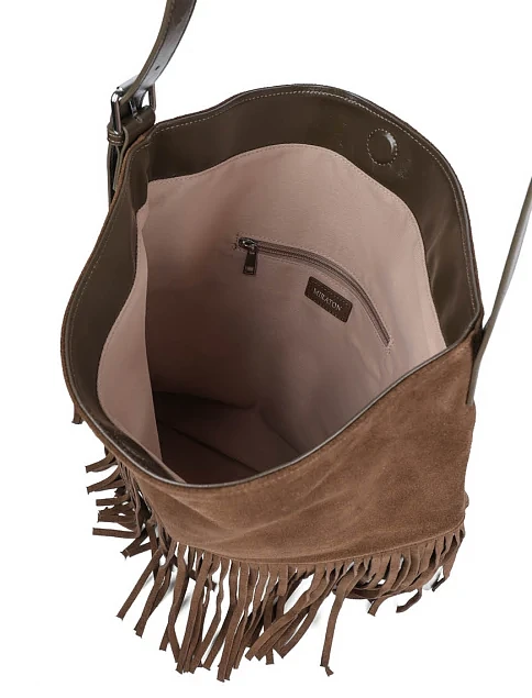 Женская сумка хобо MIRATON замшевая зеленая - фото 5 - Miraton