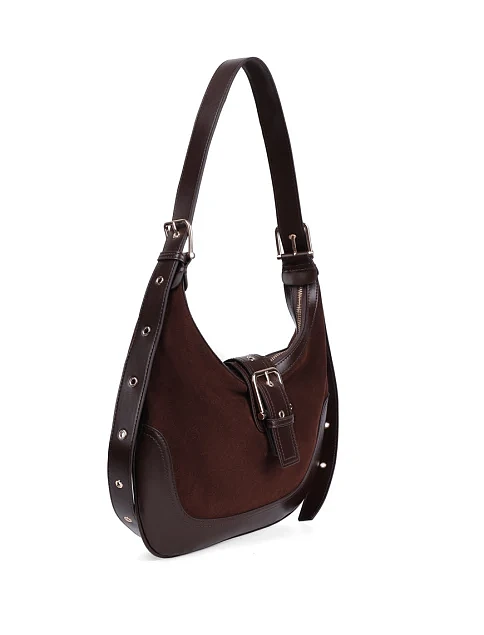 Женская сумка хобо MIRATON замшевая коричневая - фото 2 - Miraton