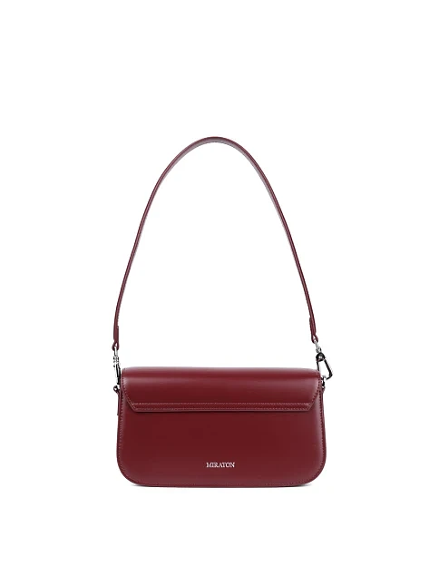 Женская сумка через плечо MIRATON кожаная бордовая - фото 3 - Miraton