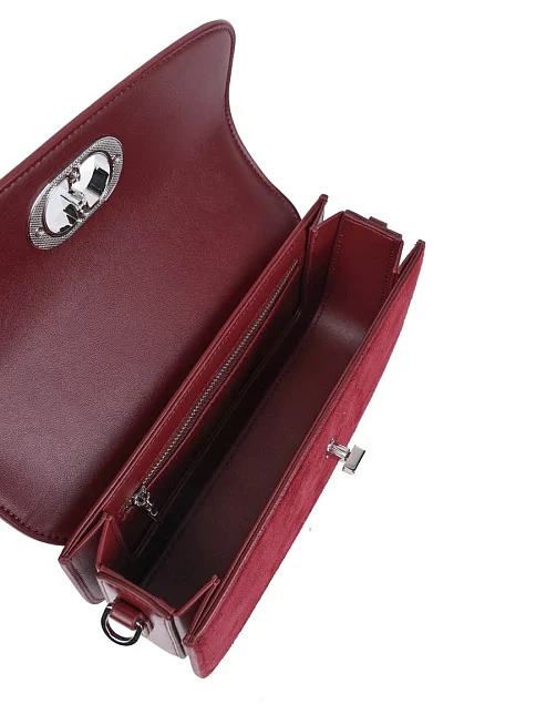 Женская сумка через плечо MIRATON кожаная бордовая - фото 5 - Miraton