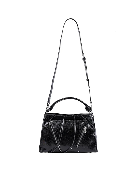 Женская сумка тоут MIRATON кожаная черная - фото 6 - Miraton