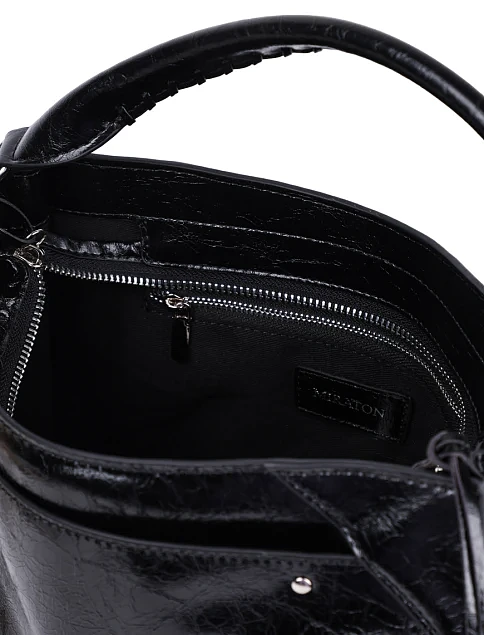 Женская сумка тоут MIRATON кожаная черная - фото 7 - Miraton