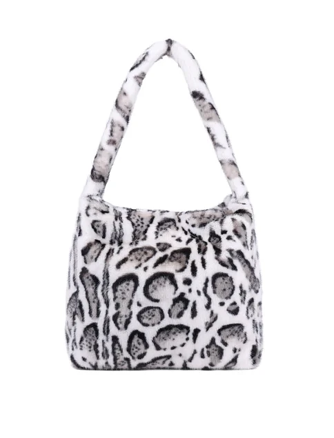 Женская сумка через плечо MIRATON из меха бело-черная - фото 1 - Miraton