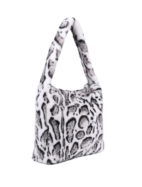 Женская сумка через плечо MIRATON из меха бело-черная - фото 2 - Miraton