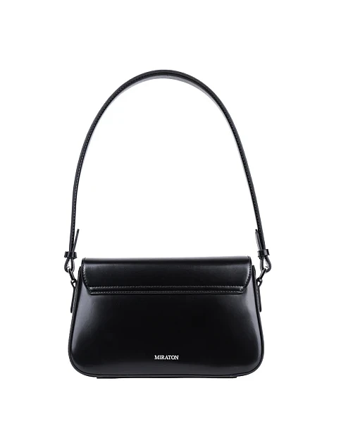 Женская сумка через плечо MIRATON кожаная черная - фото 4 - Miraton