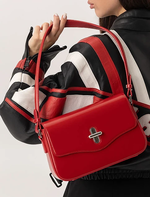 Женская сумка через плечо MIRATON кожаная красная - фото 2 - Miraton