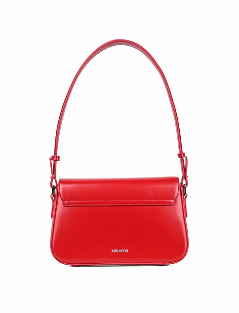 Женская сумка через плечо MIRATON кожаная красная - фото 4 - Miraton