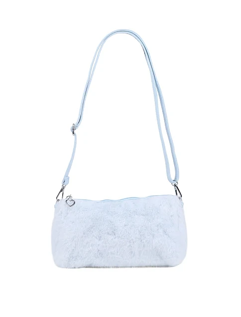 Женская сумка через плечо MIRATON из меха голубая - фото 6 - Miraton