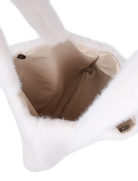 Женская сумка через плечо MIRATON из меха молочного цвета - фото 4 - Miraton