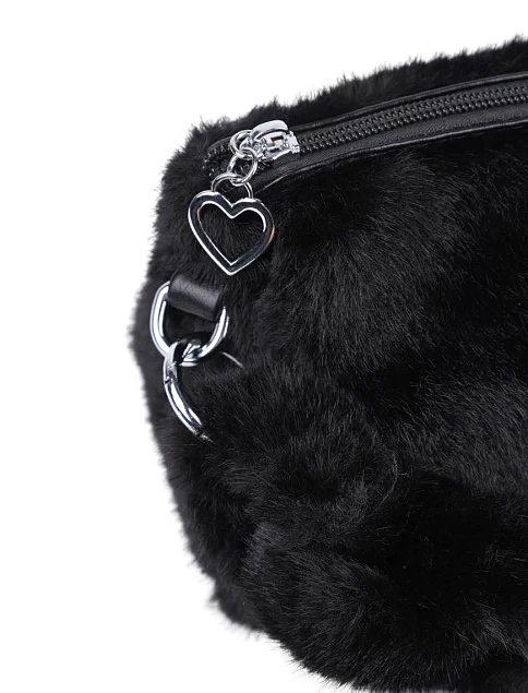 Женская сумка через плечо MIRATON из меха черная - фото 4 - Miraton