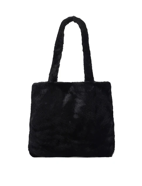 Женская сумка через плечо MIRATON из меха черная - фото 1 - Miraton