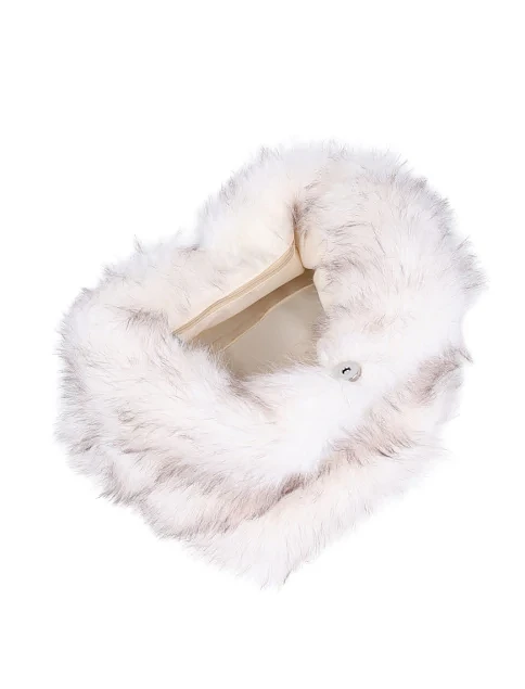 Женская сумка хобо MIRATON из меха белая - фото 5 - Miraton