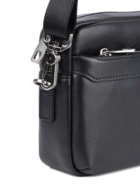 Чоловіча сумка крос-боді MIRATON шкіряна чорна - фото 4 - Miraton