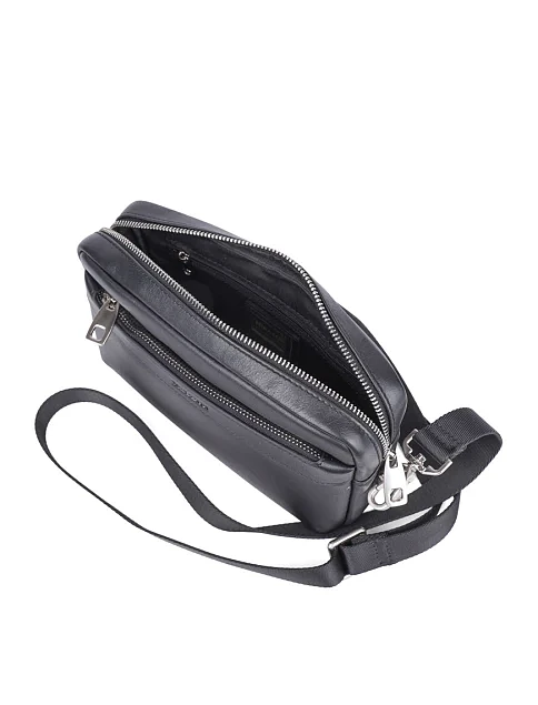 Чоловіча сумка крос-боді MIRATON шкіряна чорна - фото 5 - Miraton