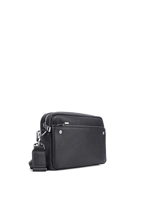 Чоловіча сумка крос-боді MIRATON шкіряна чорна - фото 2 - Miraton