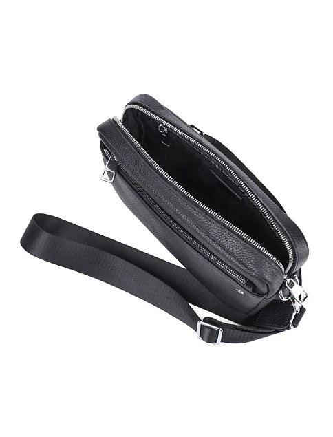 Чоловіча сумка крос-боді MIRATON шкіряна чорна - фото 5 - Miraton