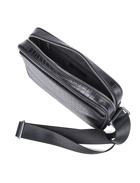 Мужская сумка кросс-боди MIRATON кожаная черная - фото 5 - Miraton