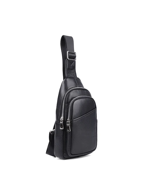 Чоловіча сумка слінг MIRATON шкіряна чорна - фото 2 - Miraton