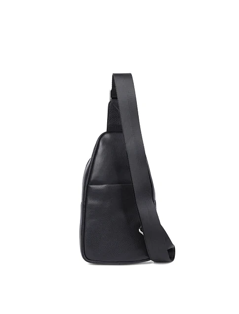 Чоловіча сумка слінг MIRATON шкіряна чорна - фото 3 - Miraton