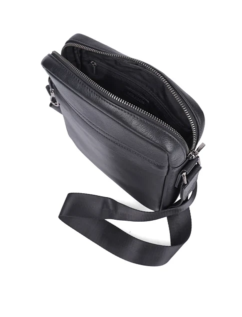 Мужская сумка мессенджер MIRATON кожаная черная - фото 5 - Miraton