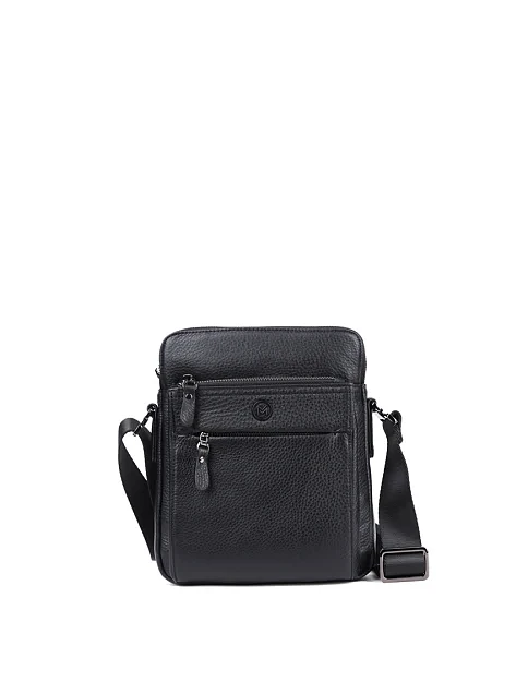Мужская сумка мессенджер MIRATON кожаная черная - фото 1 - Miraton