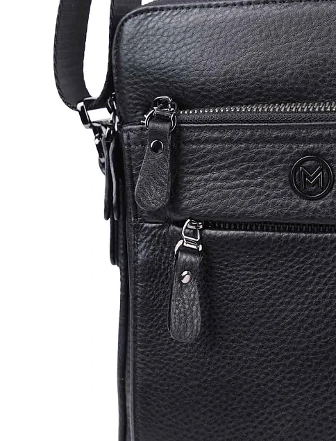 Мужская сумка мессенджер MIRATON кожаная черная - фото 4 - Miraton