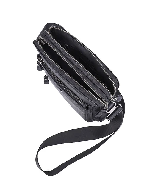 Мужская сумка мессенджер MIRATON кожаная черная - фото 5 - Miraton