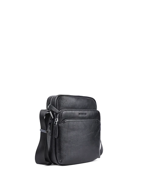 Мужская сумка мессенджер MIRATON кожаная черная - фото 2 - Miraton