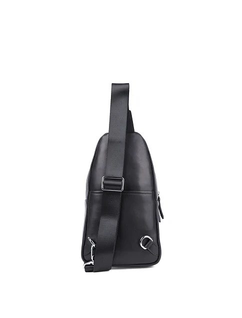 Мужская сумка слинг MIRATON кожаная черная - фото 3 - Miraton