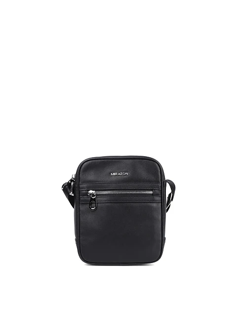Мужская сумка мессенджер MIRATON кожаная черная - фото 1 - Miraton