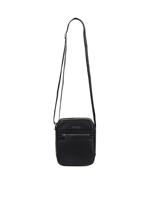 Мужская сумка мессенджер MIRATON кожаная черная - фото 4 - Miraton