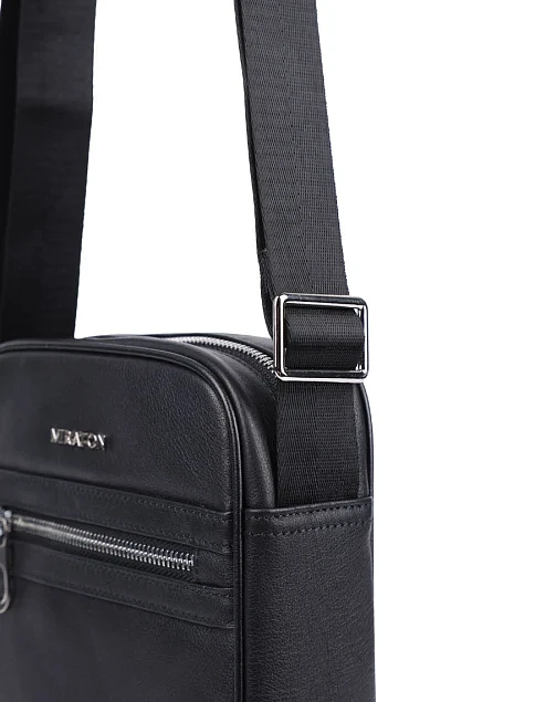 Мужская сумка мессенджер MIRATON кожаная черная - фото 5 - Miraton