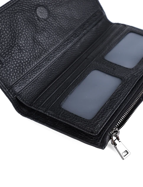 Мужской кошелек кожаный черный - фото 4 - Miraton