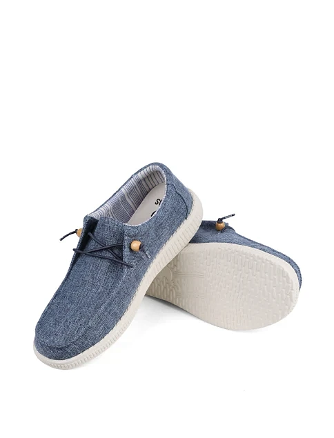 Мужские туфли Walk in Pitas WP150 WALLABI LINEN тканевые голубые - фото 2 - Miraton