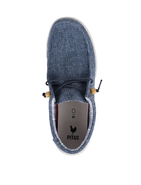 Мужские туфли Walk in Pitas WP150 WALLABI LINEN тканевые голубые - фото 5 - Miraton