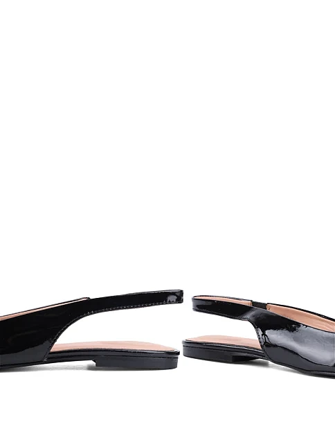 Женские балетки слингбеки Love Moschino лаковые черные - фото 2 - Miraton