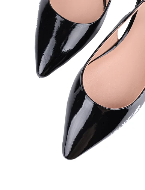 Женские балетки слингбеки Love Moschino лаковые черные - фото 5 - Miraton