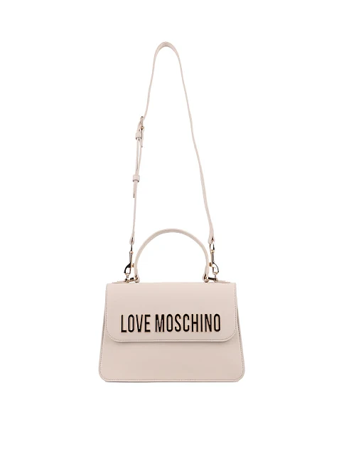 Женская сумка тоут Love Moschino из экокожи бежевая с логотипом - фото 5 - Miraton