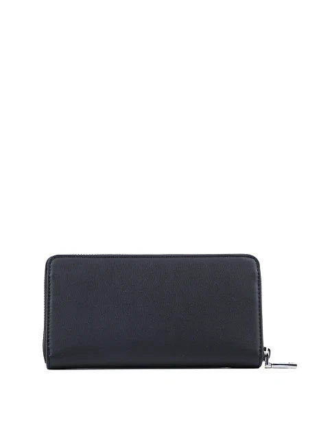 Женский кошелек из экокожи черный на молнии - фото 3 - Miraton